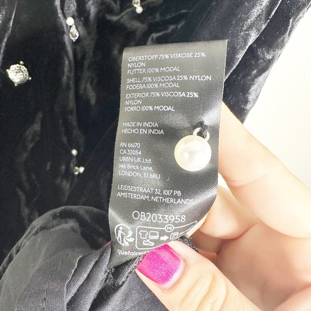 Anthropologie Maeve Black Velvet Embellished Mini Dress Size 2 NEW - Picture 8 of 10